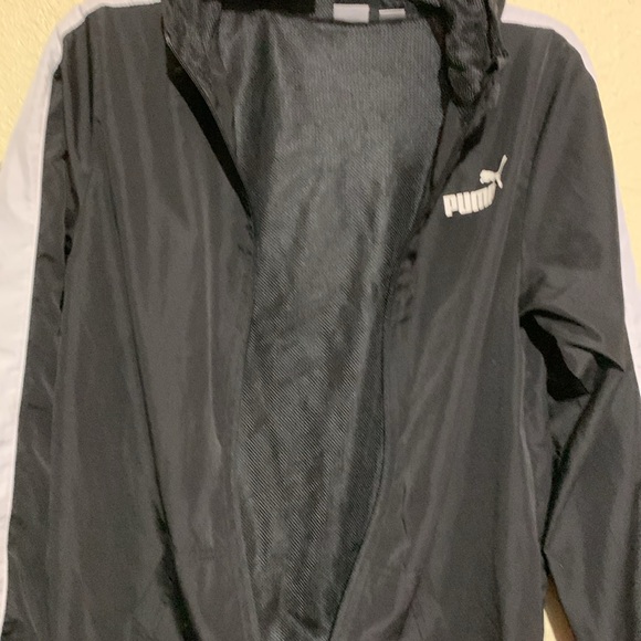PUMA Light Jacket S 14-16 Black White with Hoodie Zip Up Pockets Polyester - Picture 8 of 16